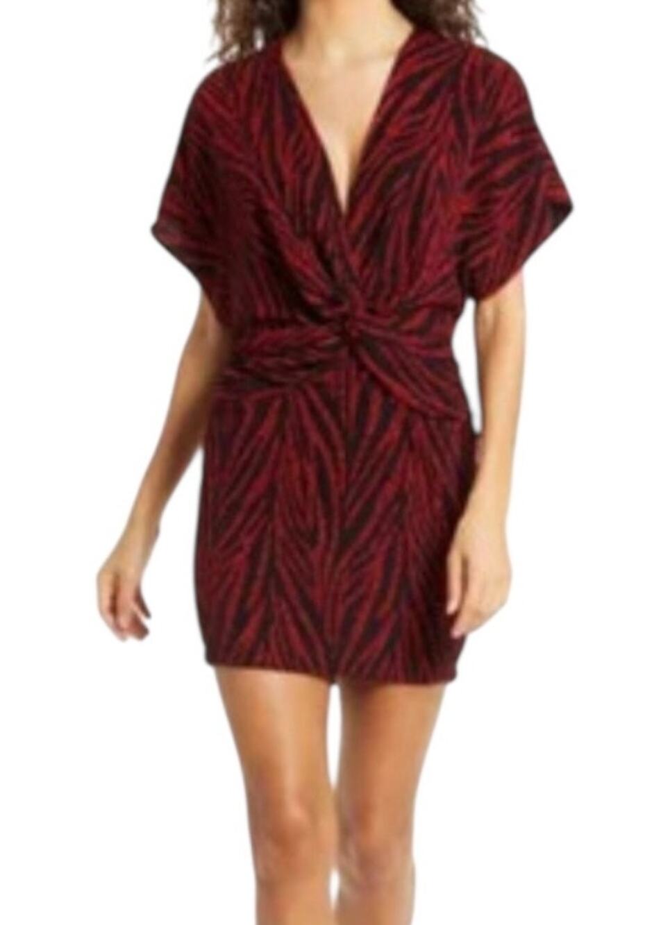 Saylor Soumin metallic minidress dress ruby red black zebra size Small S